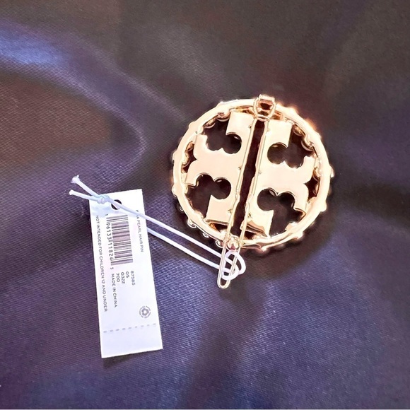 NWT TORY BURCH Double T pearl-embellished hairpin Authentic. main image 5